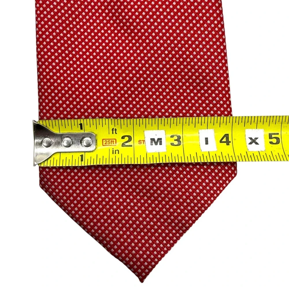 Ermenegildo Zegna Silk Tie Red White Micro Check Geometric Made in Italy Used